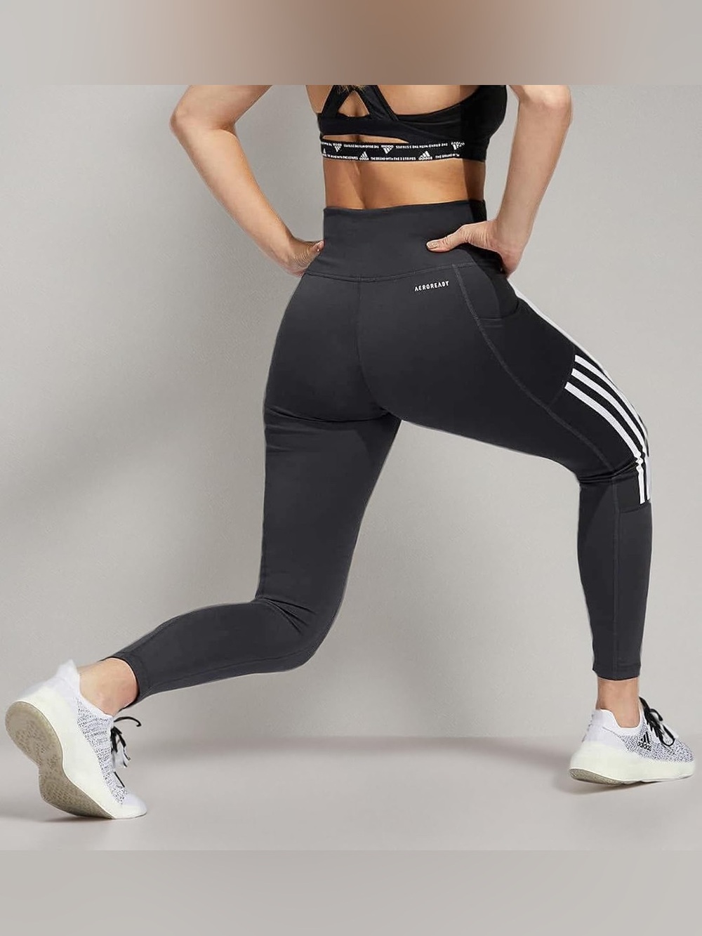 Adidas Womens Lightweight High Rise 3-Stripe Mesh 7/8 Leggings